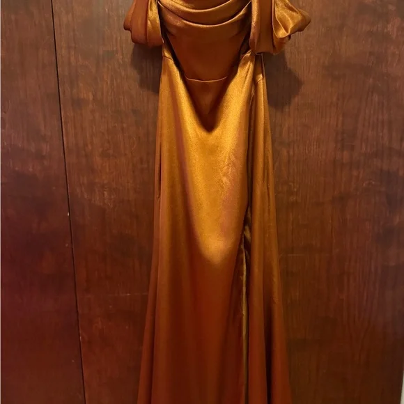 copper color formal dress Scala 48938 Long Fitted Formal Prom Sequins Dress main image 0
